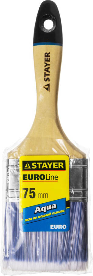 STAYER 75 мм, 3'', щетина искусственная, деревянная ручка, кисть плоская AQUA 01062-075 купить по цене 158 ₽ в интернет магазине ТЕХСАД