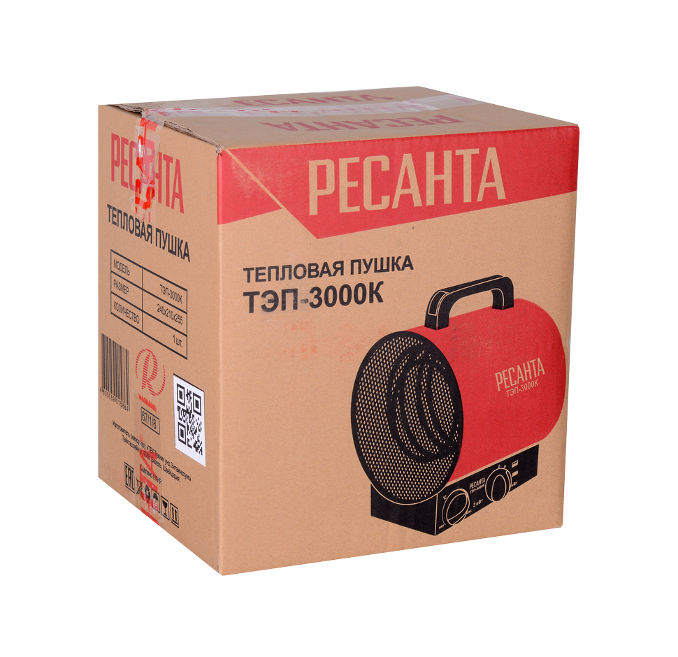 Электрическая теплопушка РЕСАНТА ТЭП-3000К купить по цене 4&nbsp;290 ₽ в интернет магазине ТЕХСАД