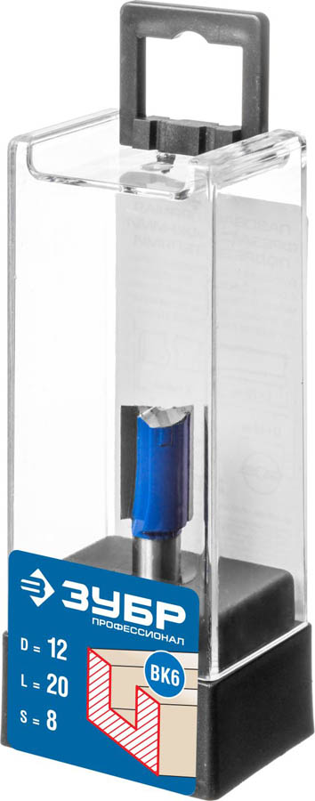 ЗУБР 12 x 19 мм, хвостовик 8 мм, фреза пазовая прямая с нижними подрезателями 28755-12-19 Профессионал купить по цене 560 ₽ в интернет магазине ТЕХСАД