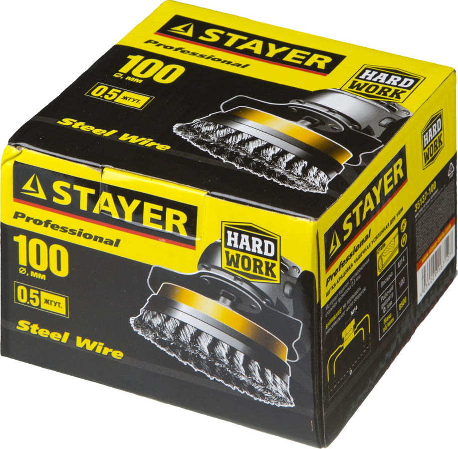 STAYER Ø 100 мм, щетка чашечная для УШМ 100 мм, 35137-100 купить по цене 1&nbsp;110 ₽ в интернет магазине ТЕХСАД
