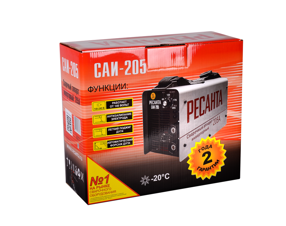 Сварочный аппарат инверторный Ресанта САИ 205 купить по цене 9&nbsp;690 ₽ в интернет магазине ТЕХСАД