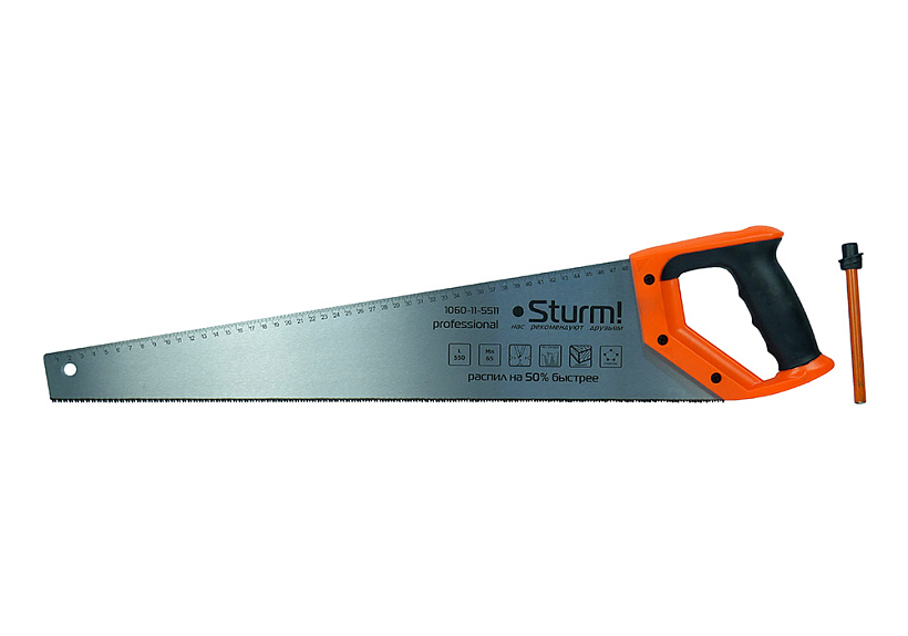 Ножовка по дереву Sturm! 1060-11-5511 со встроенным карандашом купить по цене 910 ₽ в интернет магазине ТЕХСАД