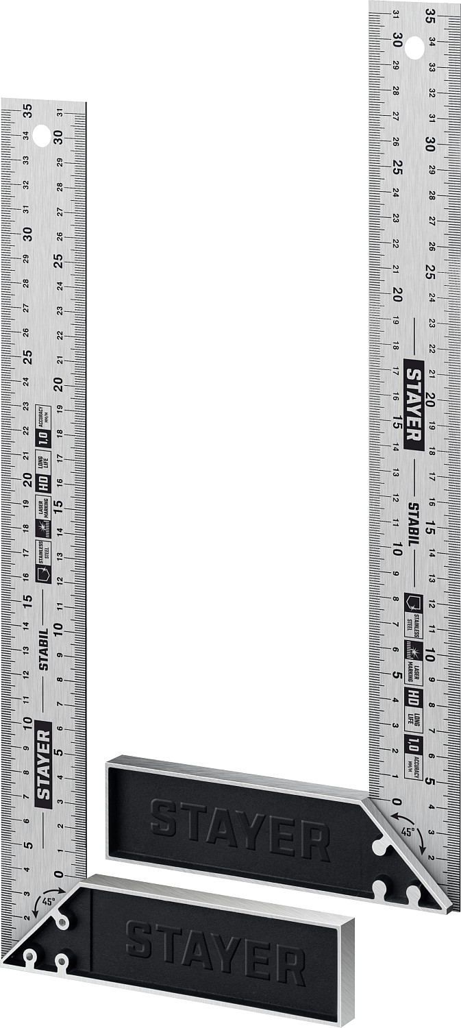 STAYER 350 мм, столярный угольник с нержавеющим полотном STABIL 3431-35_z02 купить по цене 720 ₽ в интернет магазине ТЕХСАД