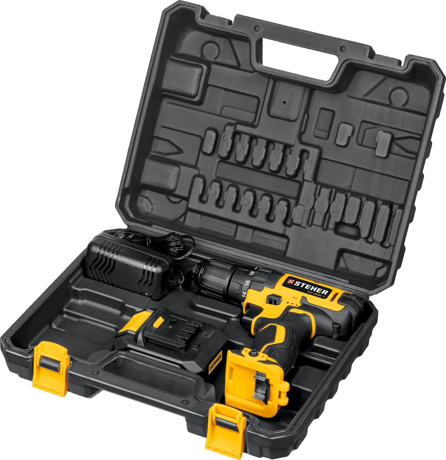 STEHER 20 В, 1 АКБ (2Ач), в кейсе, дрель-шуруповерт CD-200-1 купить по цене 5&nbsp;120 ₽ в интернет магазине ТЕХСАД