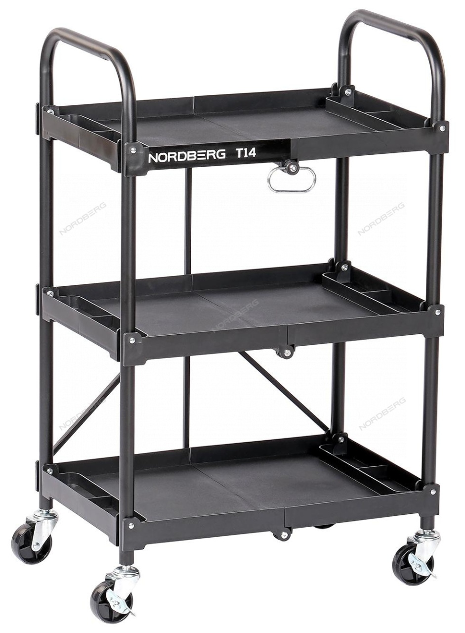 Тележка открытая, 3 полки, пластиковая, складная NORDBERG T14 купить по цене 7&nbsp;062 ₽ в интернет магазине ТЕХСАД
