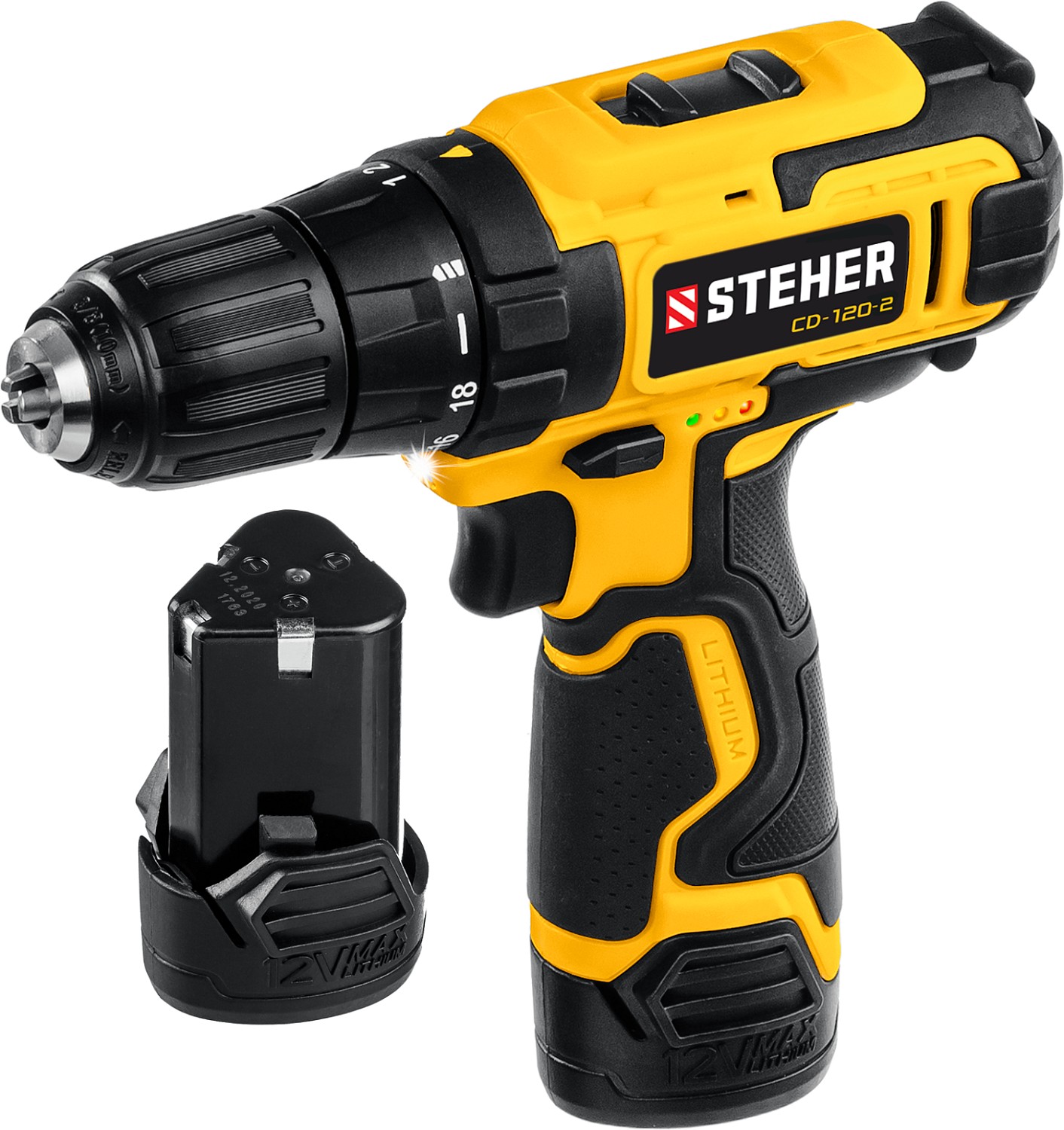 STEHER 12 В, 2 АКБ (2Ач), в кейсе, дрель-шуруповерт CD-120-2 купить по цене 5&nbsp;070 ₽ в интернет магазине ТЕХСАД
