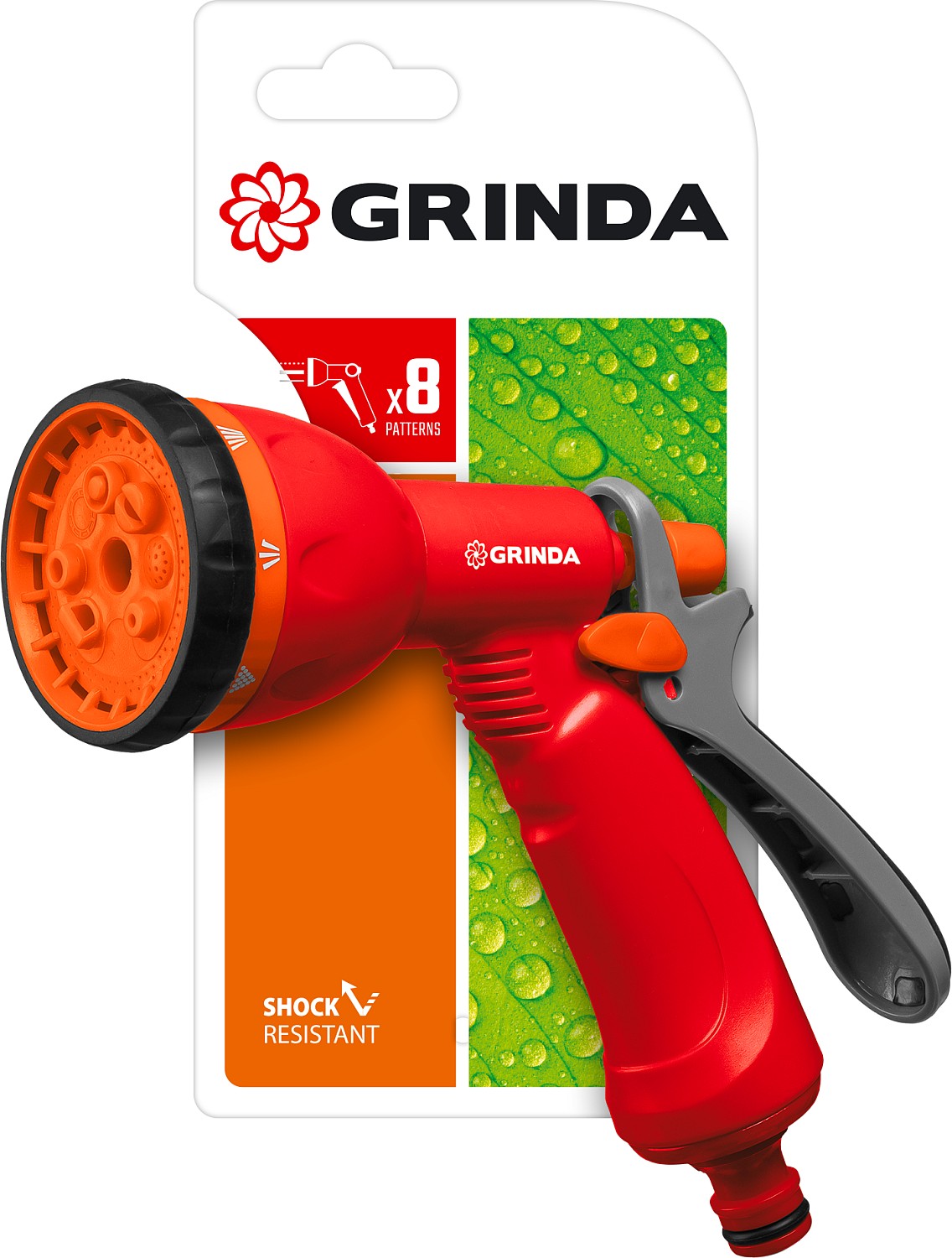 GRINDA 8 режимов, курок сзади, пластиковый, пистолет поливочный P-8 8-427370_z02 купить по цене 380 ₽ в интернет магазине ТЕХСАД