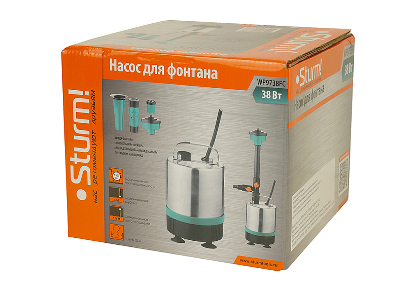Фонтанный насос Sturm! WP9738FC купить по цене 3&nbsp;850 ₽ в интернет магазине ТЕХСАД