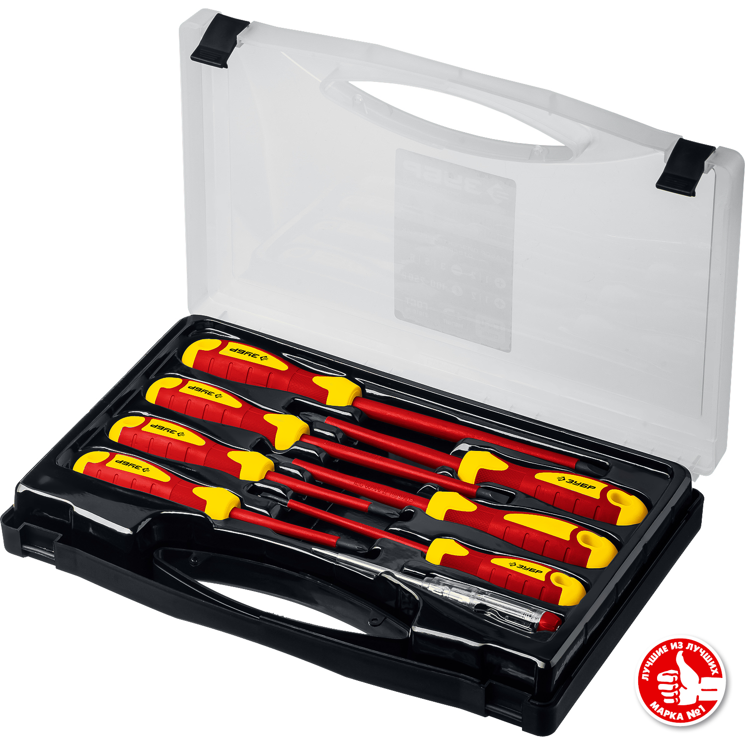 ЗУБР 8 шт., набор отверток+тестер 25268 Профессионал купить по цене 2&nbsp;110 ₽ в интернет магазине ТЕХСАД