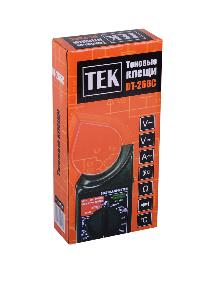 Токоизмерительные клещи DT266C (+измерение температуры) купить по цене 1&nbsp;740 ₽ в интернет магазине ТЕХСАД