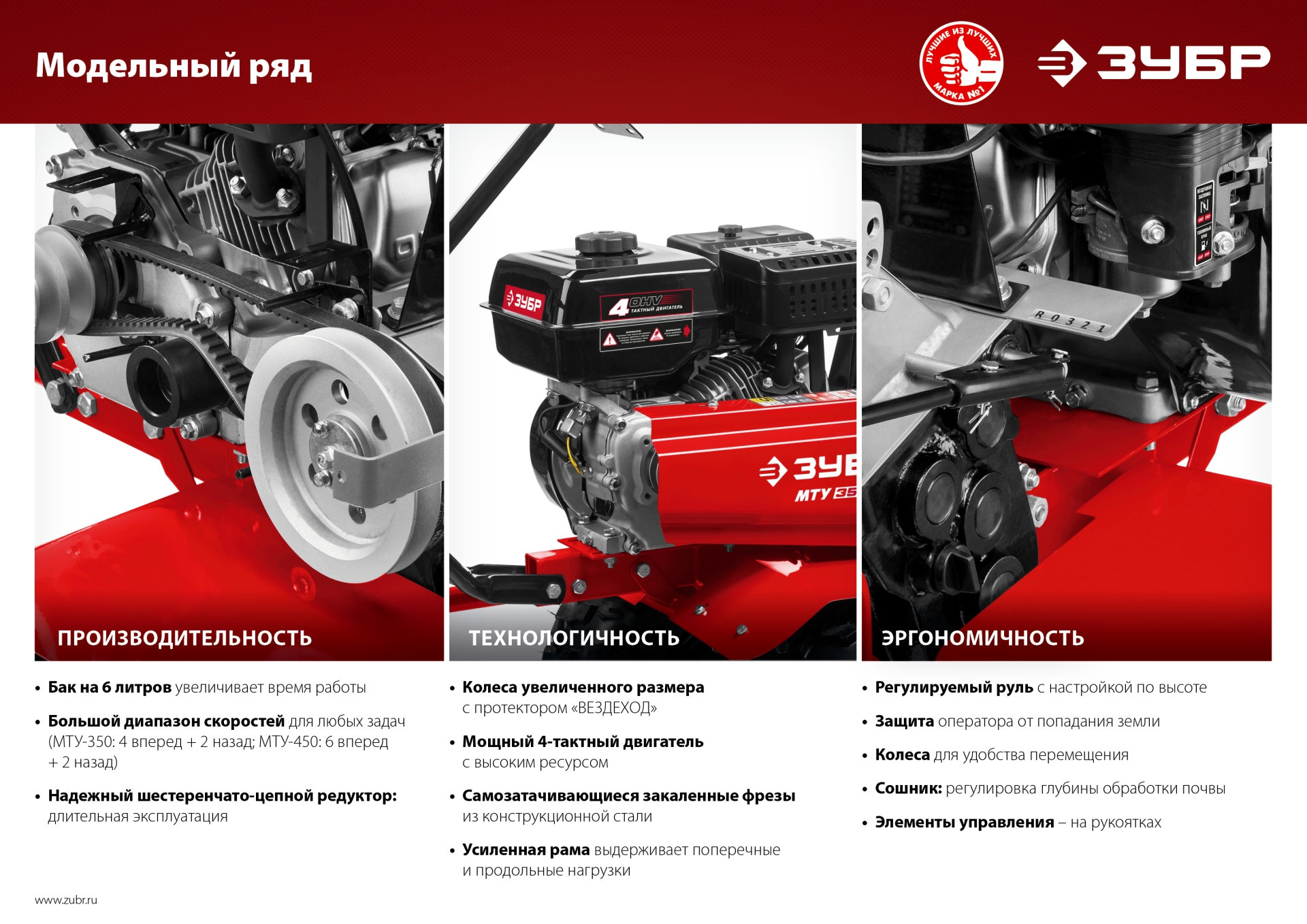 ЗУБР 212 см3, мотоблок бензиновый усиленный МТУ-350 Мастер купить по цене 53&nbsp;350 ₽ в интернет магазине ТЕХСАД