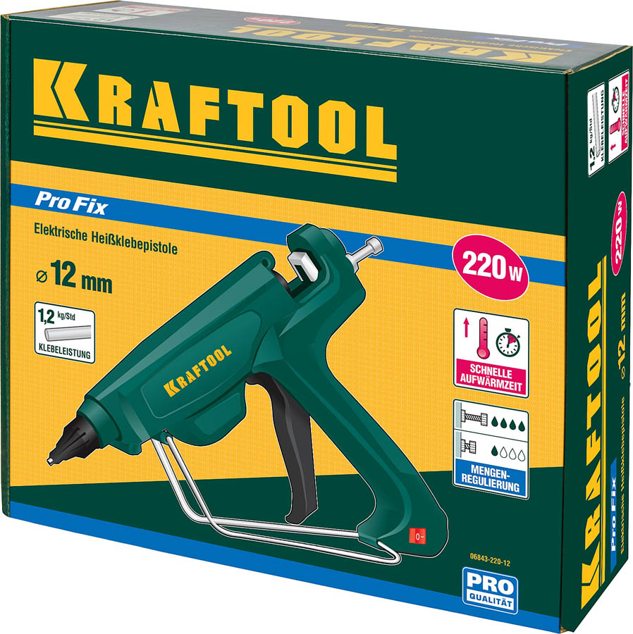 KRAFTOOL 12 мм, 220 Вт, пистолет термоклеящий, электрический PRO 06843-220-12 купить по цене 668 ₽ в интернет магазине ТЕХСАД