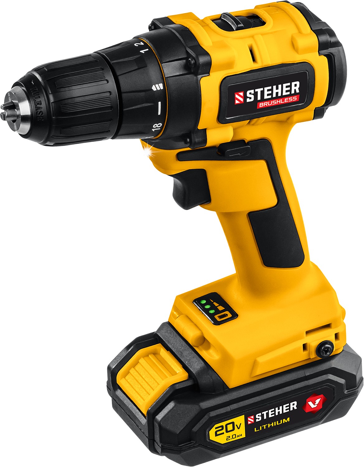 STEHER 20 В бесщёточная дрель-шуруповерт, 1 АКБ (2Ач), в кейсе, CDB-200-1 купить по цене 8&nbsp;450 ₽ в интернет магазине ТЕХСАД