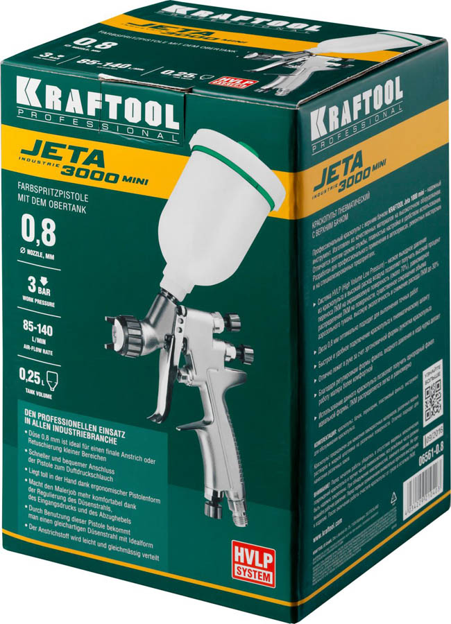 KRAFTOOL сопло 0,8 мм, краскопульт пневматический с верхним бачком JETA 3000 MINI 06561-0.8 Pro купить по цене 4&nbsp;600 ₽ в интернет магазине ТЕХСАД