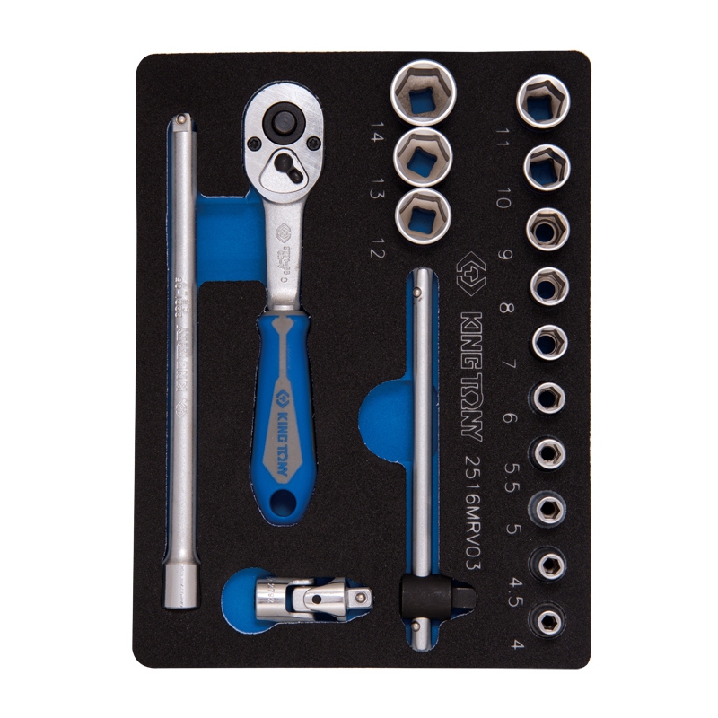 Набор торцевых головок с принадлежностями 1/4'', шестигранные, 4-14 мм, 17 предметов KING TONY 2516MRV03 купить по цене 4&nbsp;740 ₽ в интернет магазине ТЕХСАД