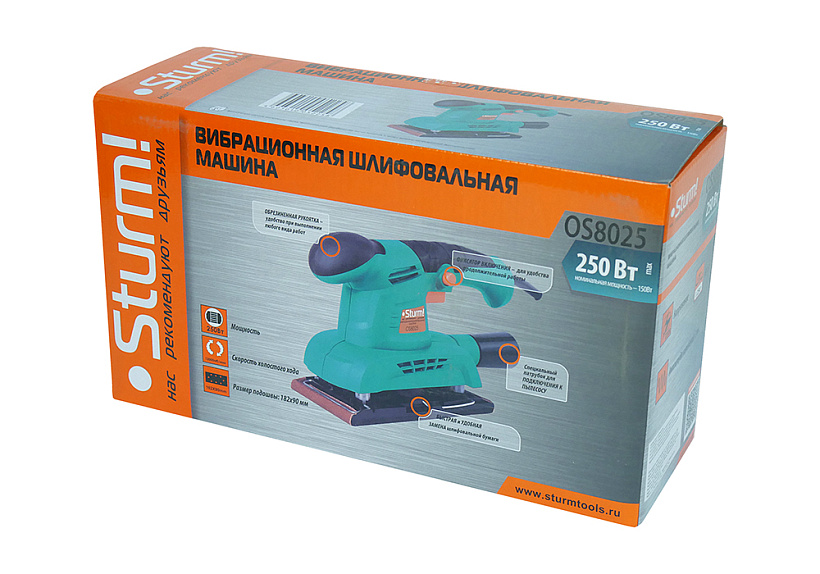 Вибрационная шлифовальная машина Sturm! OS8025 купить по цене 2&nbsp;990 ₽ в интернет магазине ТЕХСАД