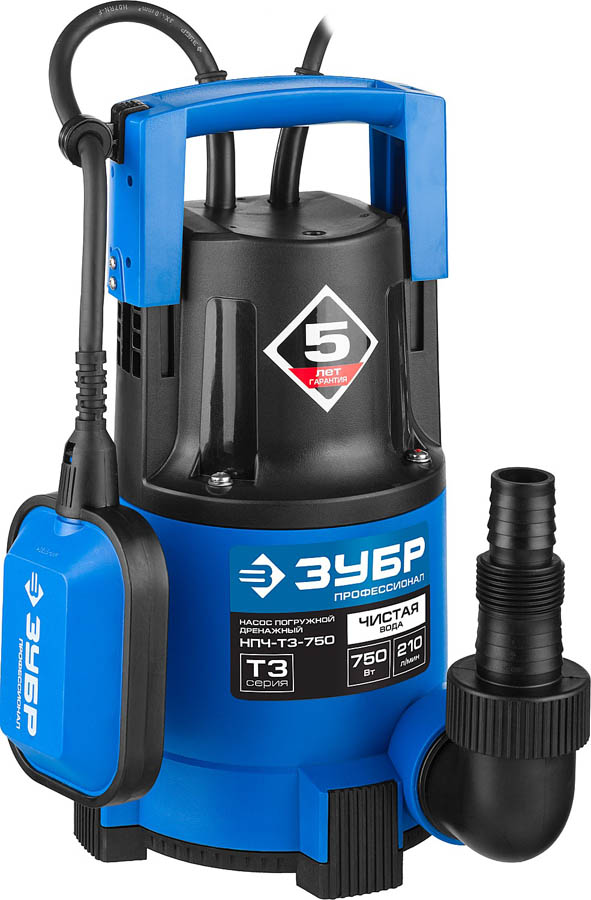 ЗУБР 750 Вт, 210 л/мин, насос погружной дренажный для чистой воды НПЧ-Т3-750 Профессионал купить по цене 7&nbsp;180 ₽ в интернет магазине ТЕХСАД