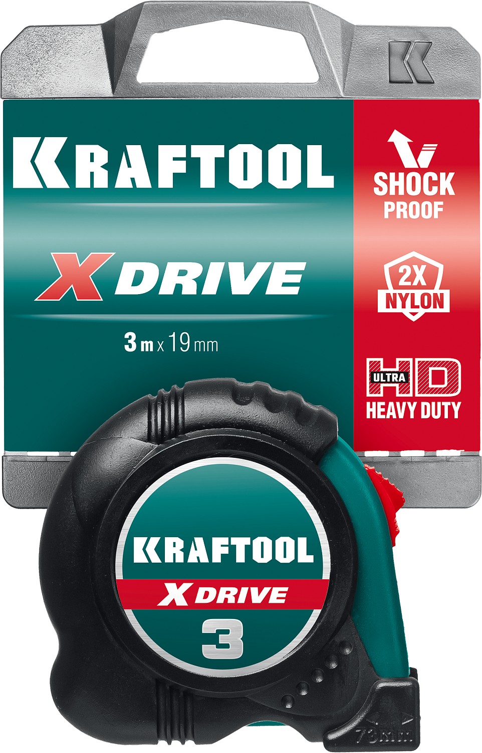 KRAFTOOL 3 м х 19 мм, ударостойкий обрезиненный корпус, рулетка X-Drive 34122-03-19_z02 купить по цене 450 ₽ в интернет магазине ТЕХСАД