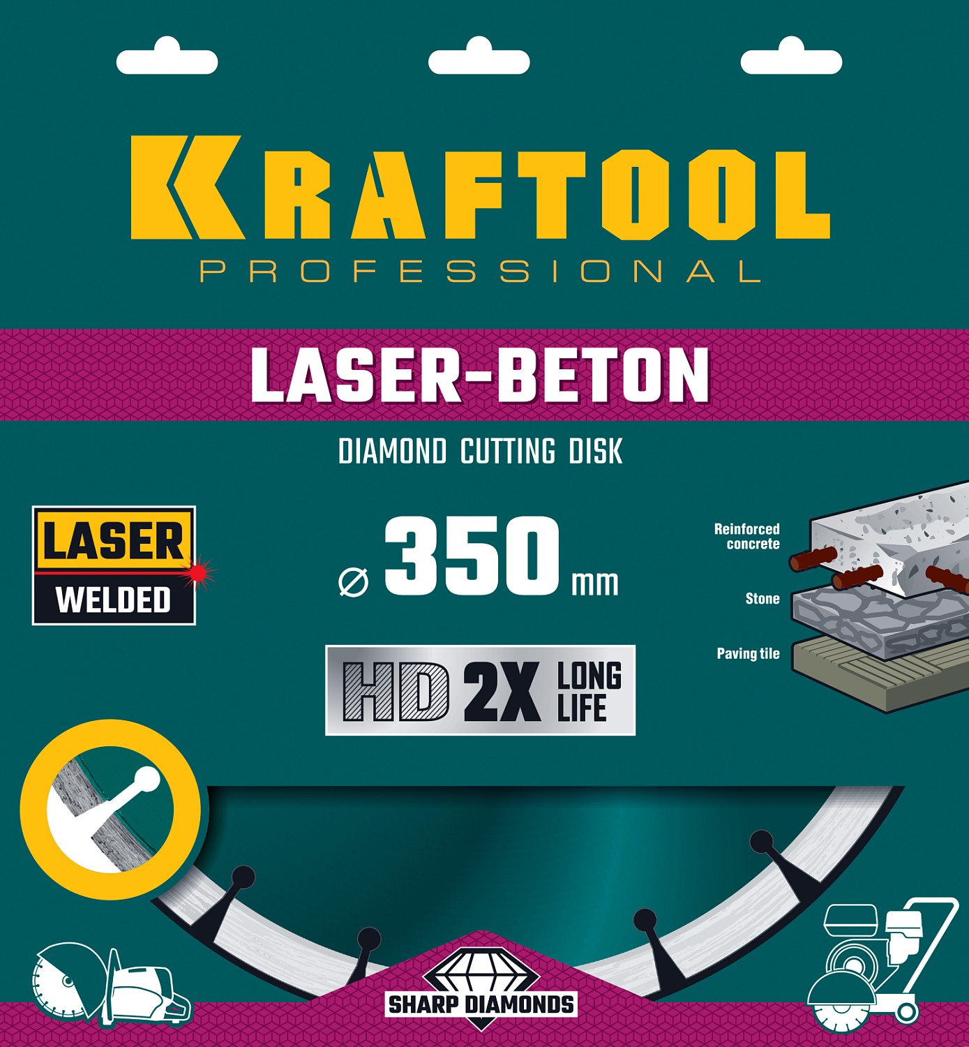 KRAFTOOL Ø 350Х25.4 мм, алмазный, по бетону и камню, диск отрезной LASER-BETON 36686-350 купить по цене 8&nbsp;860 ₽ в интернет магазине ТЕХСАД
