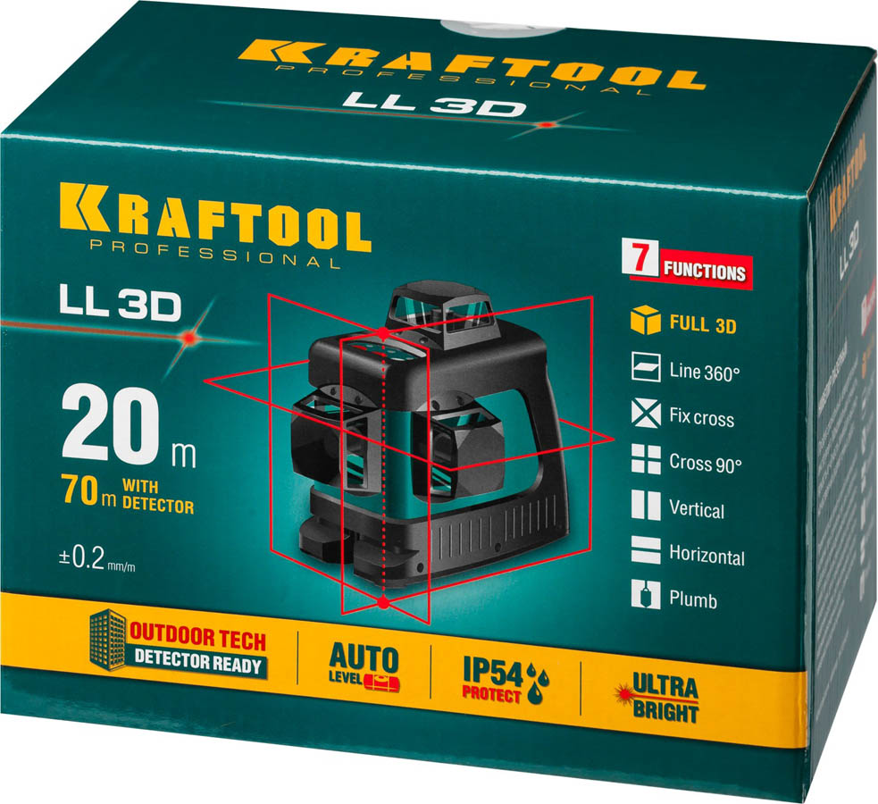 KRAFTOOL линейный лазерный нивелир LL3D 34640 Professional купить по цене 11&nbsp;820 ₽ в интернет магазине ТЕХСАД
