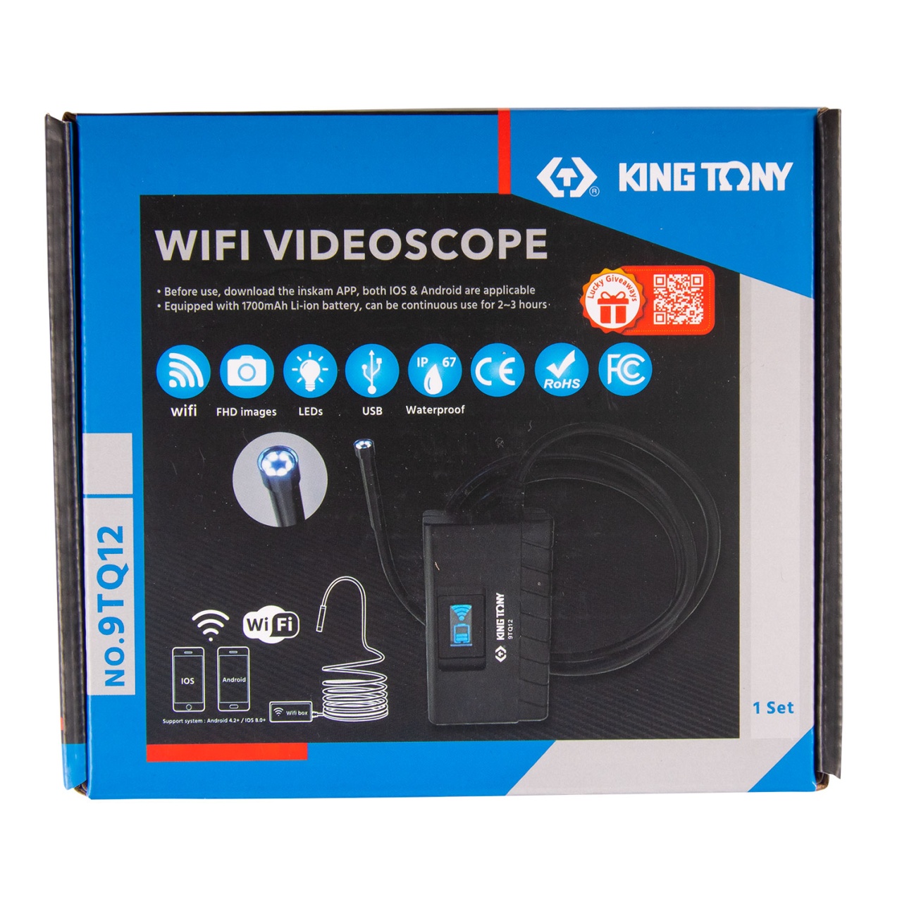 Видеоэндоскоп, Wi-Fi, 8 мм KING TONY 9TQ12 купить по цене 4&nbsp;880 ₽ в интернет магазине ТЕХСАД