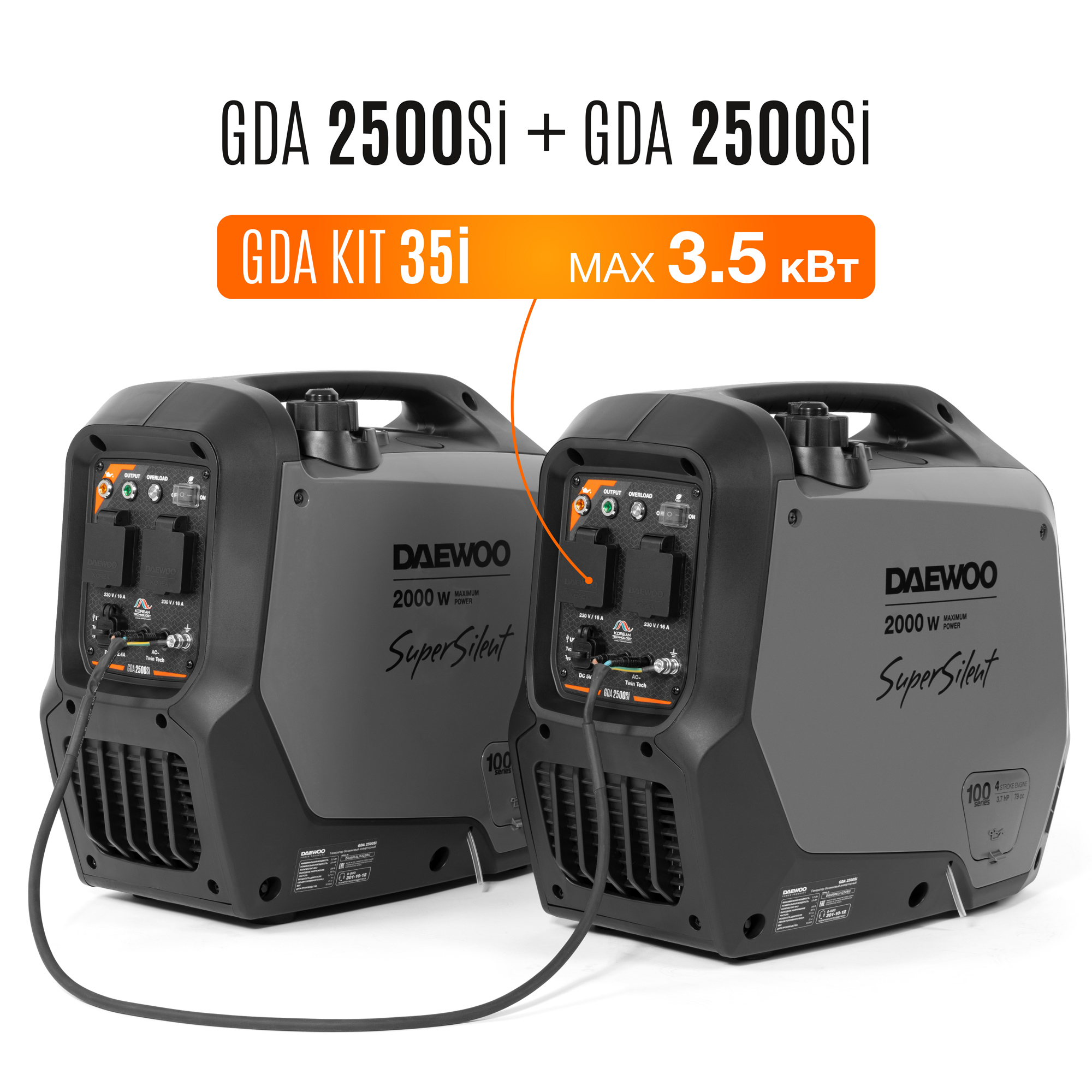 Кабель для параллельного подключения генераторов DAEWOO GDA KIT 35i купить по цене 790 ₽ в интернет магазине ТЕХСАД