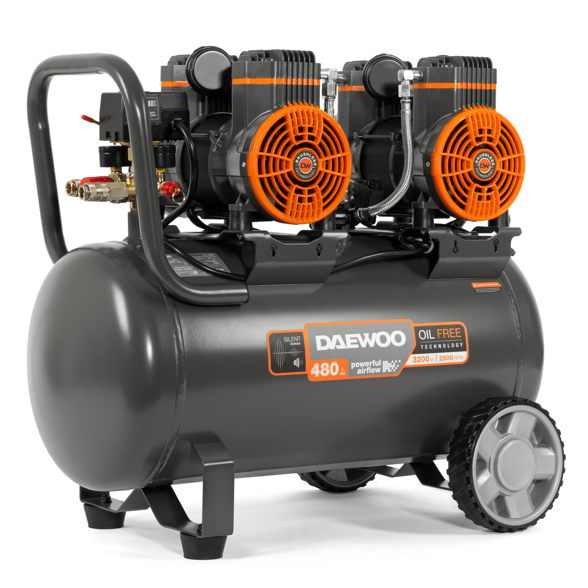 Компрессор безмасляный DAEWOO DAC 480S купить по цене 37&nbsp;990 ₽ в интернет магазине ТЕХСАД