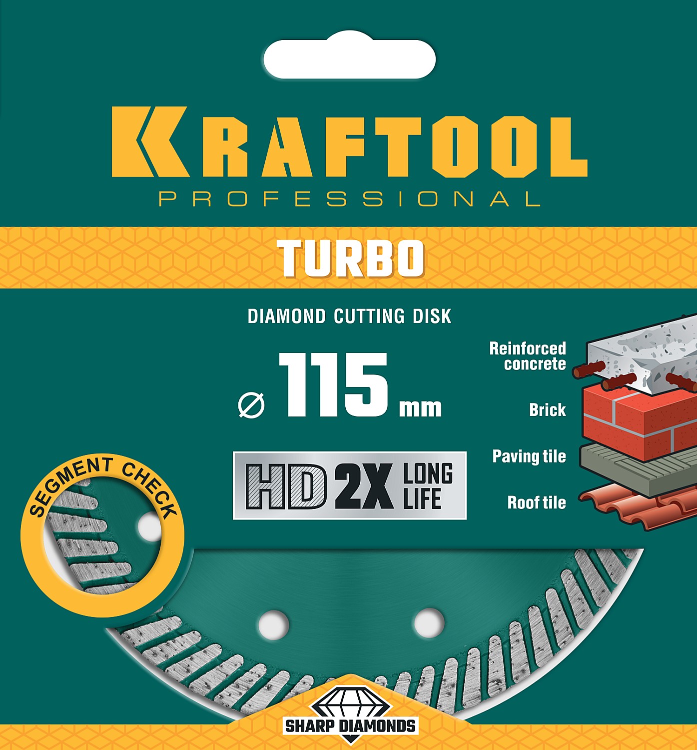 KRAFTOOL Ø 115Х22.2 мм, алмазный, сегментный, по армированному бетону, кирпичу диск отрезной TURBO 36682-115 купить по цене 930 ₽ в интернет магазине ТЕХСАД