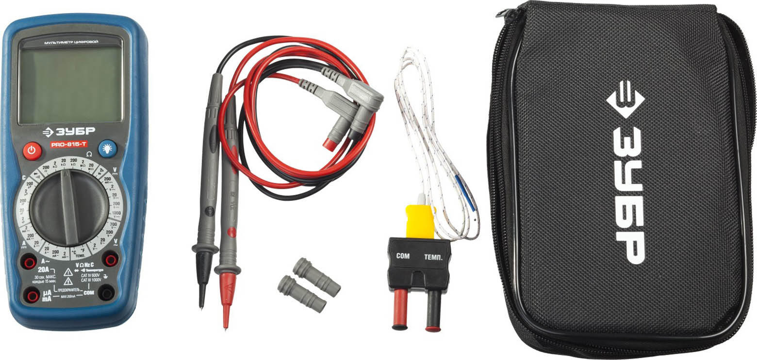 ЗУБР мультиметр цифровой PRO-815-Т 59815-T купить по цене 5&nbsp;240 ₽ в интернет магазине ТЕХСАД