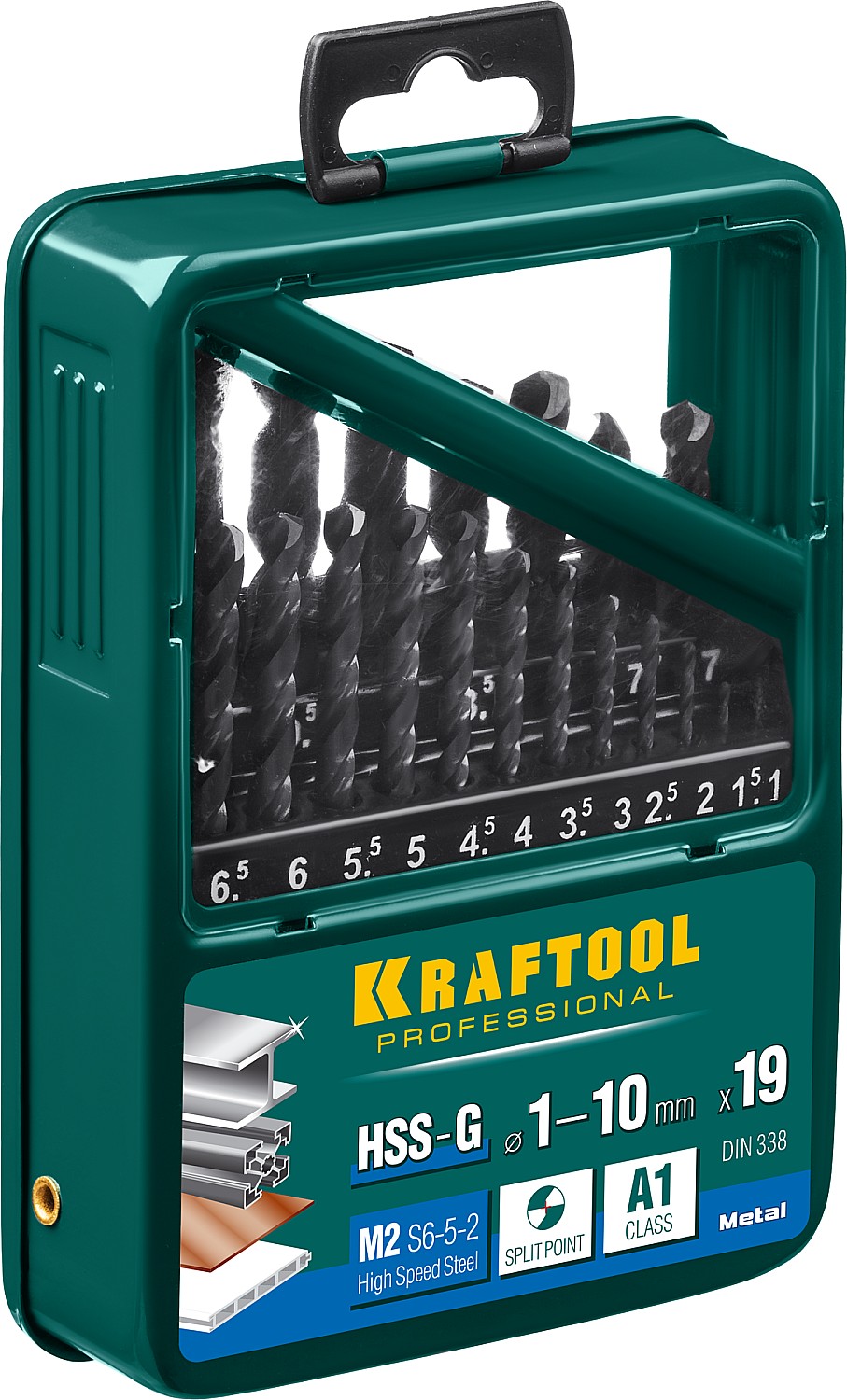KRAFTOOL 19 шт. (Ø 1-10 мм), класс A, HSS-G, сталь М2(S6-5-2), набор сверл по металлу 29651-H19 купить по цене 3&nbsp;740 ₽ в интернет магазине ТЕХСАД