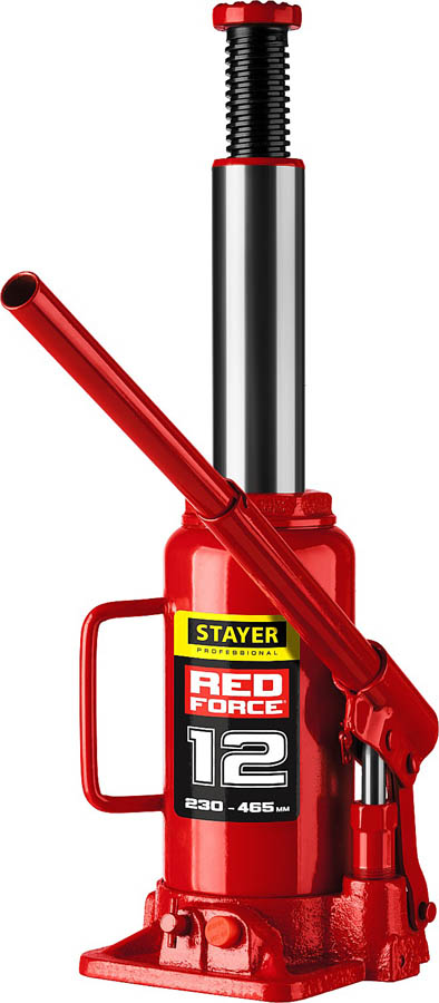STAYER 12 т, 230-465 мм, домкрат бутылочный гидравлический RED FORCE 43160-12_z01 Professional купить по цене 3&nbsp;220 ₽ в интернет магазине ТЕХСАД