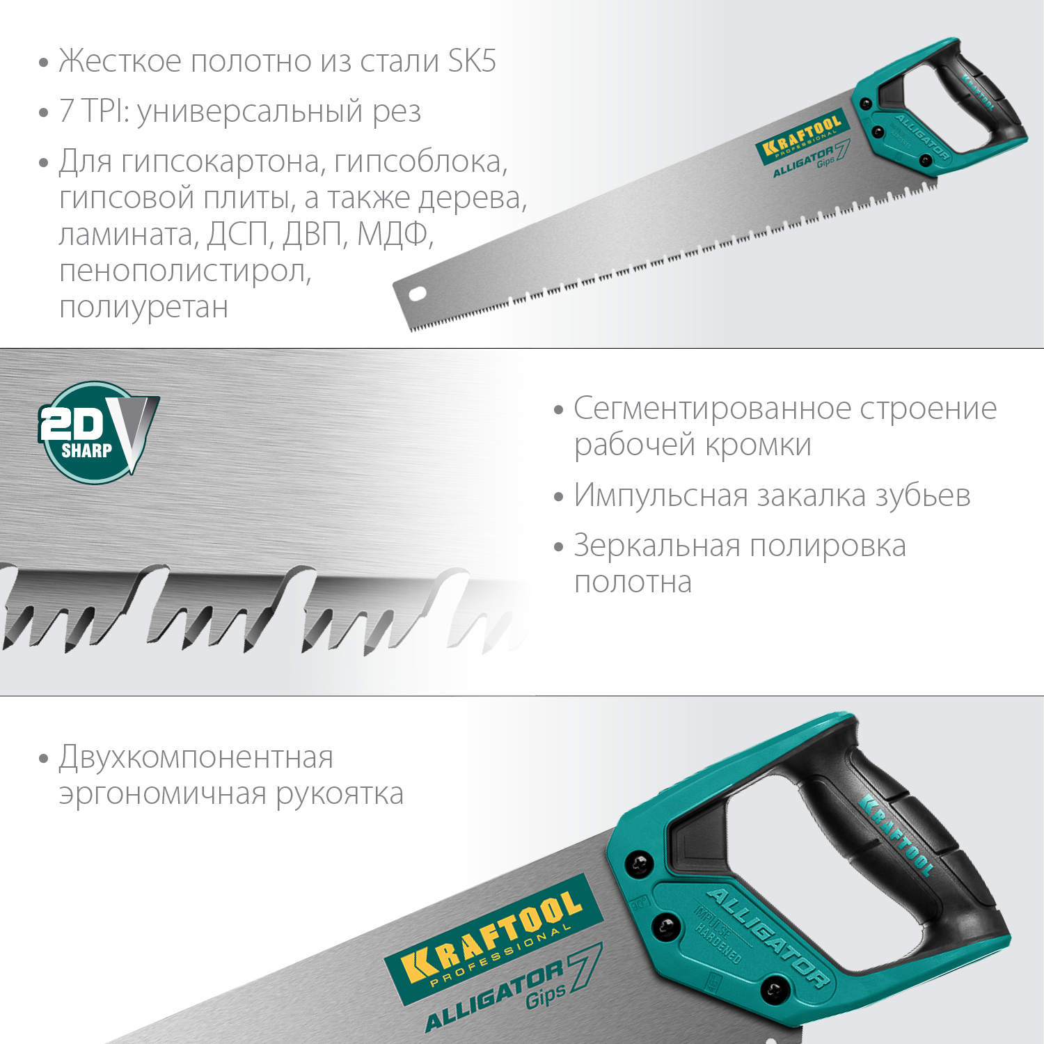 KRAFTOOL 7 TPI, 550 мм, ножовка для гипса Alligator GIPS 15210 купить по цене 1&nbsp;780 ₽ в интернет магазине ТЕХСАД