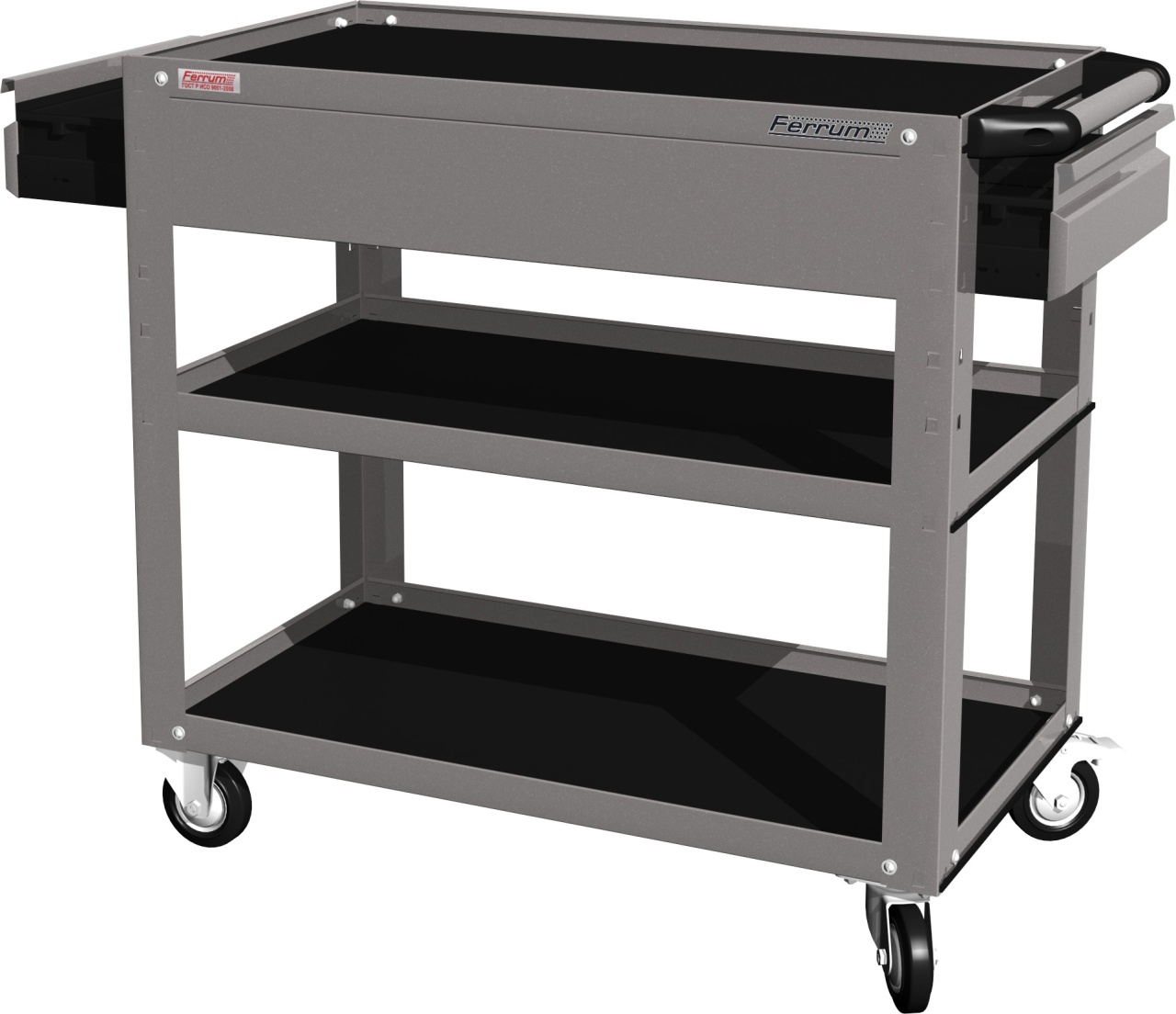 Тележка открытая, 3 полки и 2 ящика, серая FERRUM 02.232-9007 купить по цене 13&nbsp;751 ₽ в интернет магазине ТЕХСАД