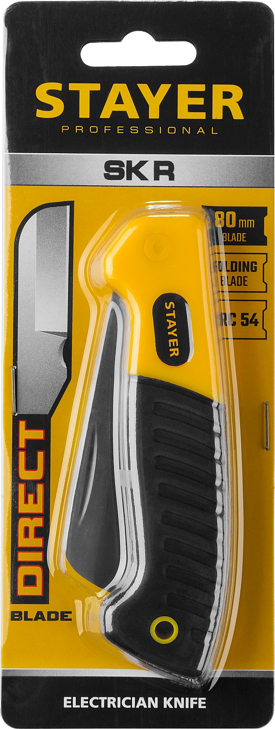 STAYER складной, прямое лезвие, нож монтерский SK-R 45408 Professional купить по цене 480 ₽ в интернет магазине ТЕХСАД