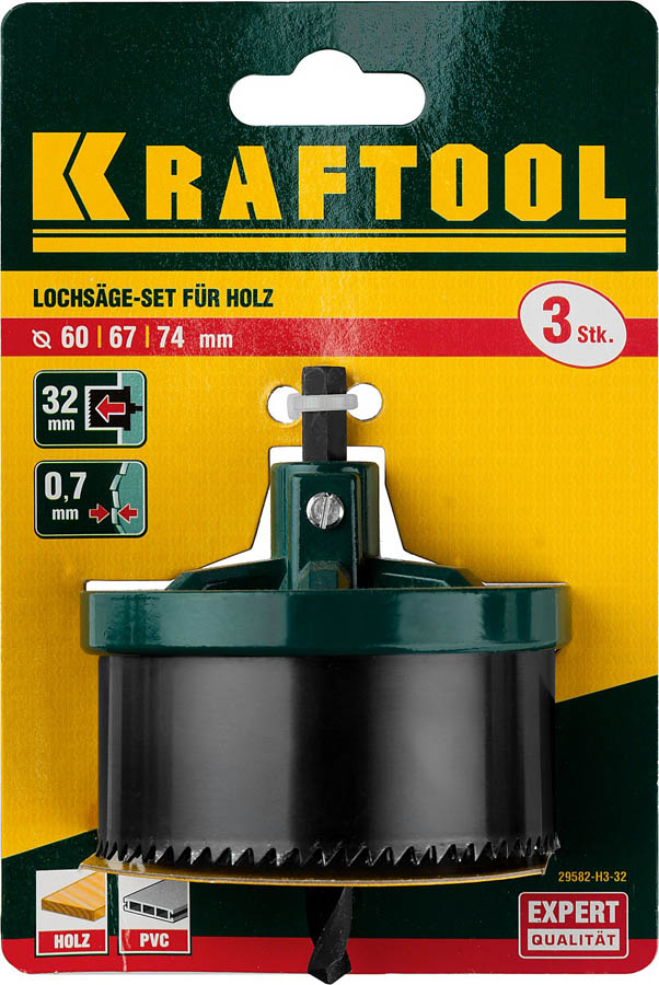 KRAFTOOL  60-74 мм, 60-67-74мм, 3шт., сегментная, пила наборная по дереву 29582-H3-32 купить по цене 860 ₽ в интернет магазине ТЕХСАД