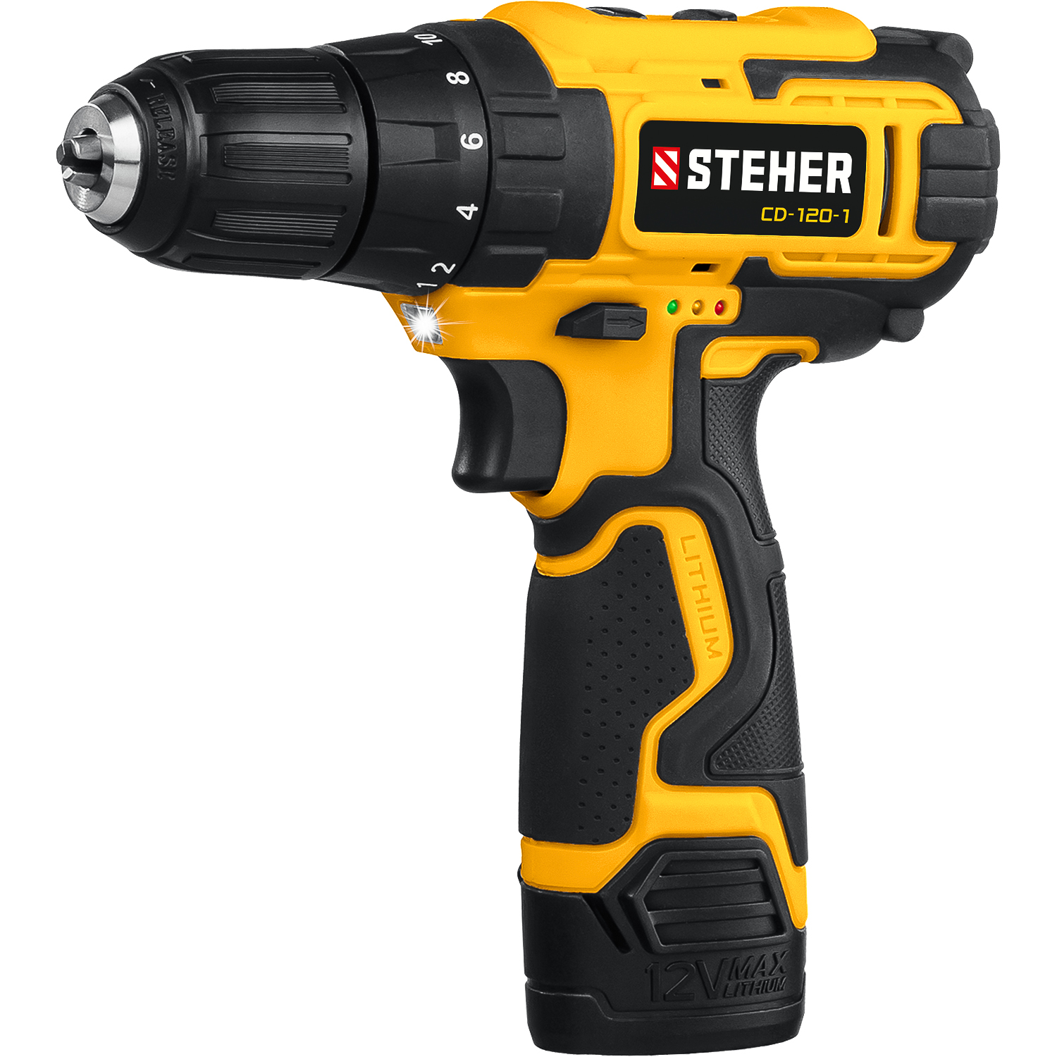 STEHER 12 В, 1 АКБ (2Ач), в кейсе, дрель-шуруповерт, CD-120-1 купить по цене 3&nbsp;850 ₽ в интернет магазине ТЕХСАД
