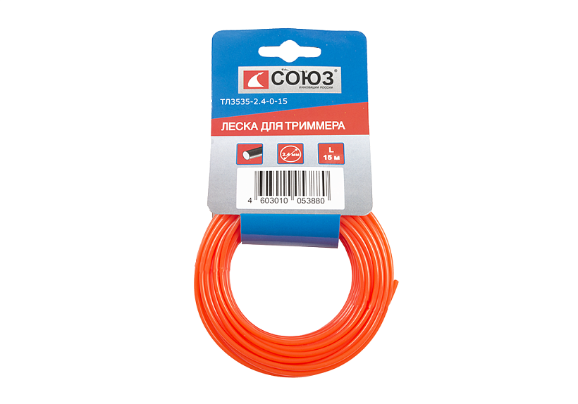 Леска для триммера, d=2.4 мм, l=15 м, круг, СОЮЗ ТЛ3535-2.4-0-15 купить по цене 70 ₽ в интернет магазине ТЕХСАД
