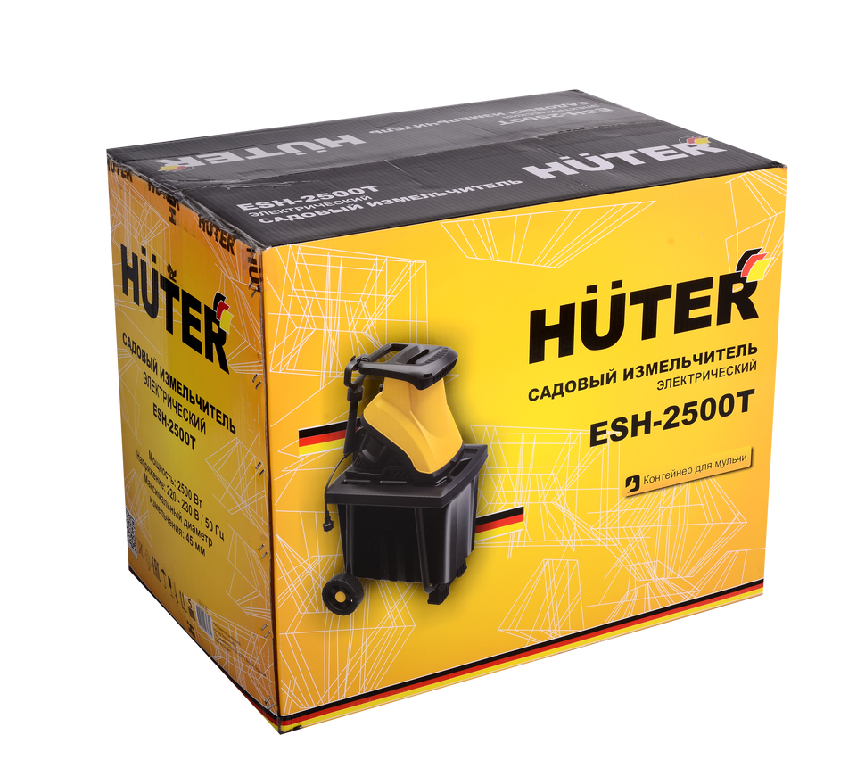 Садовый измельчитель электрический HUTER ESH-2500T купить по цене 19&nbsp;790 ₽ в интернет магазине ТЕХСАД