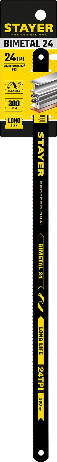 STAYER 24 TPI, 300 мм, 1 шт., полотно для ножовки по металлу Bimetal-24 15932-24-1 Professional купить по цене 125 ₽ в интернет магазине ТЕХСАД