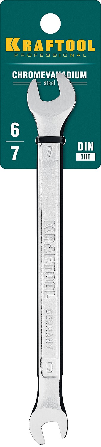 KRAFTOOL 6х7 мм, Cr-V сталь, хромированный, гаечный ключ рожковый 27033-06-07_z01 купить по цене 142 ₽ в интернет магазине ТЕХСАД