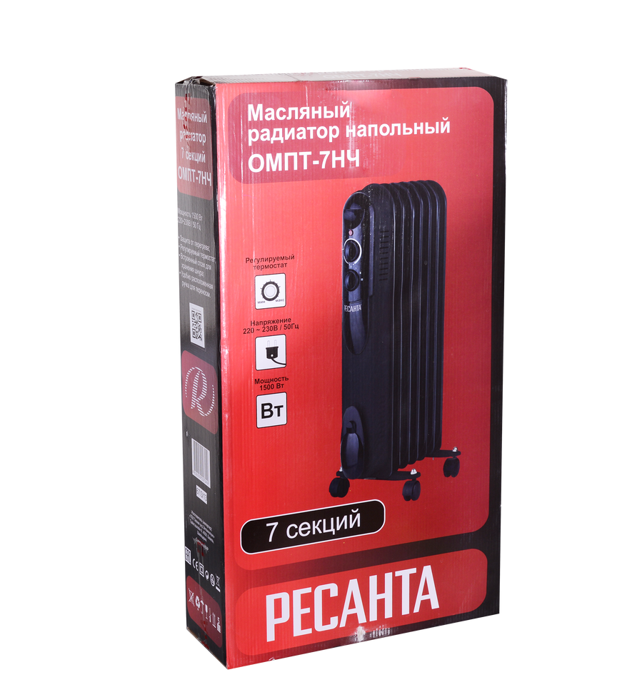 Масляный радиатор РЕСАНТА ОМПТ-7НЧ купить по цене 4&nbsp;690 ₽ в интернет магазине ТЕХСАД