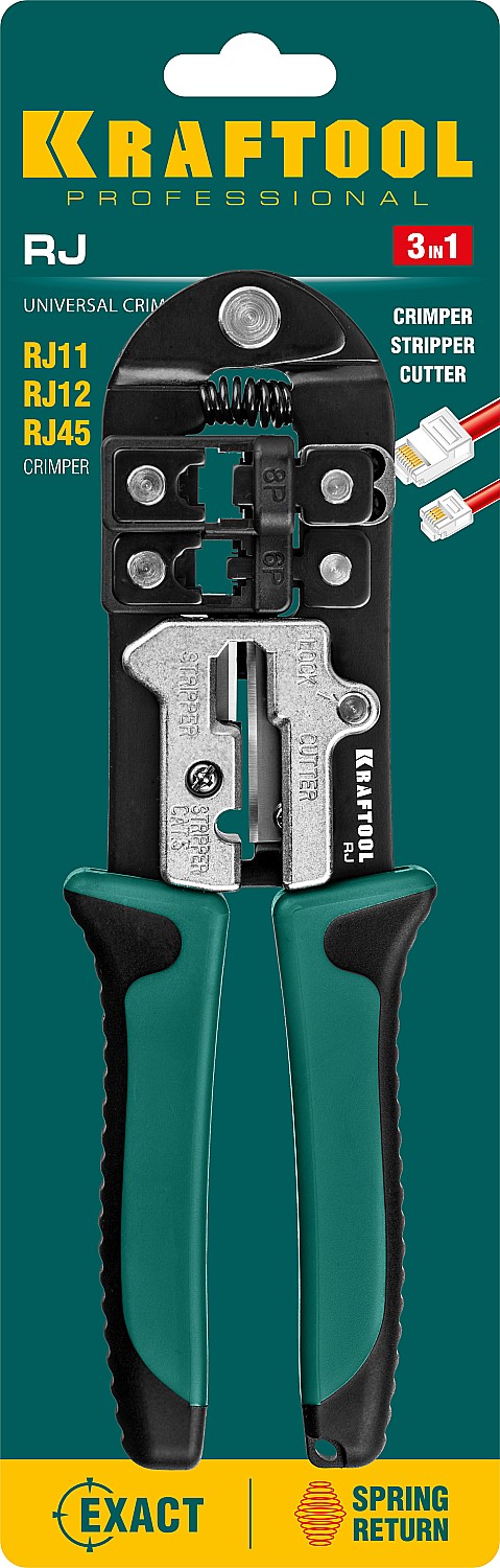 KRAFTOOL RJ45, RJ11/RJ12, кримпер универсальный 22699 купить по цене 2&nbsp;910 ₽ в интернет магазине ТЕХСАД