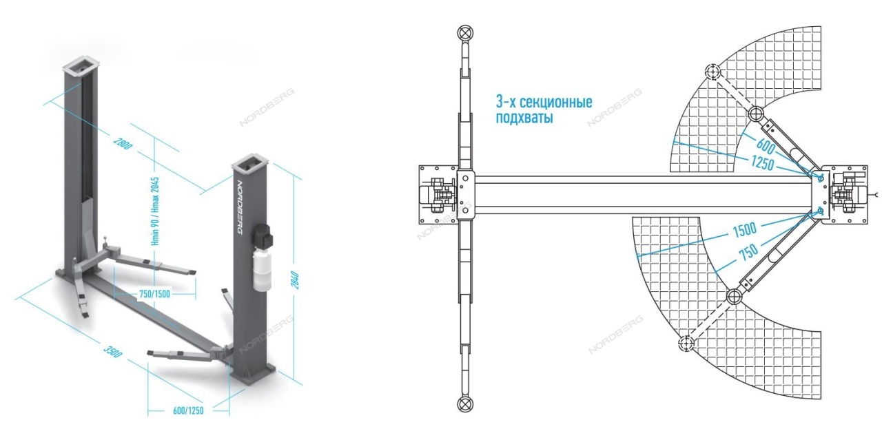 Подъемник электрогидравлический, 4,5 т, 380 В NORDBERG N4125-4,5T(380) купить по цене 324&nbsp;852 ₽ в интернет магазине ТЕХСАД