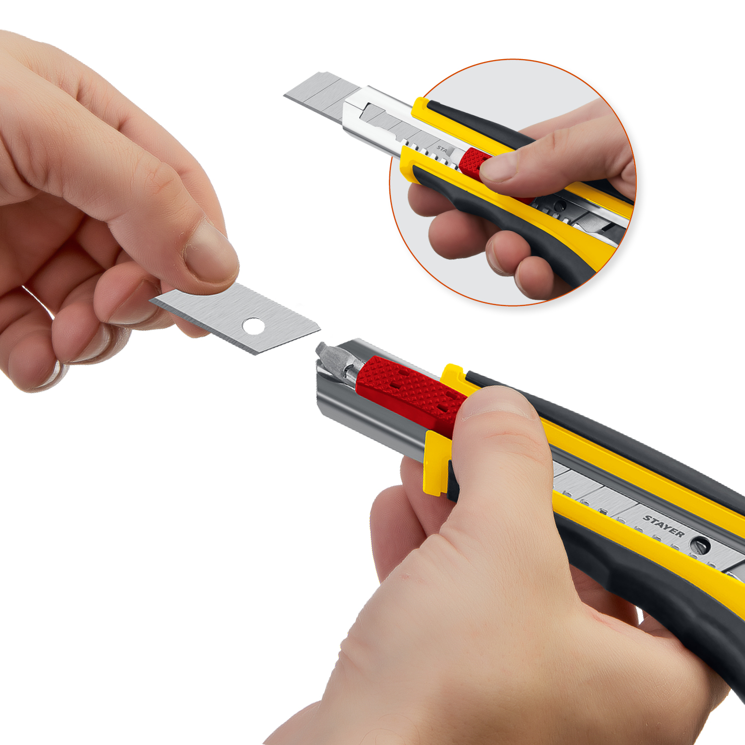 STAYER 18 мм, сегментированное лезвие, автостоп, автозамена, дополнительный фиксатор, нож HERCULES-18 09165_z01 купить по цене 440 ₽ в интернет магазине ТЕХСАД