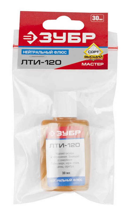 ЗУБР 30 мл, нейтральный, флюс лти-120 55480-030 купить по цене 82 ₽ в интернет магазине ТЕХСАД