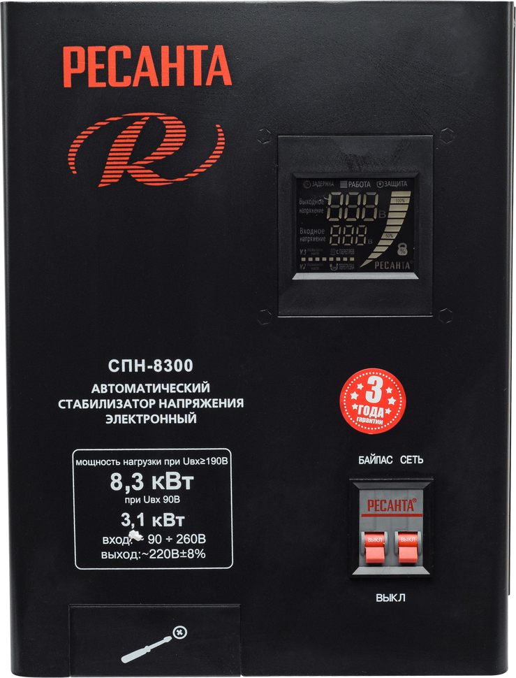 Стабилизатор напряжения РЕСАНТА СПН-8300 купить по цене 21&nbsp;490 ₽ в интернет магазине ТЕХСАД