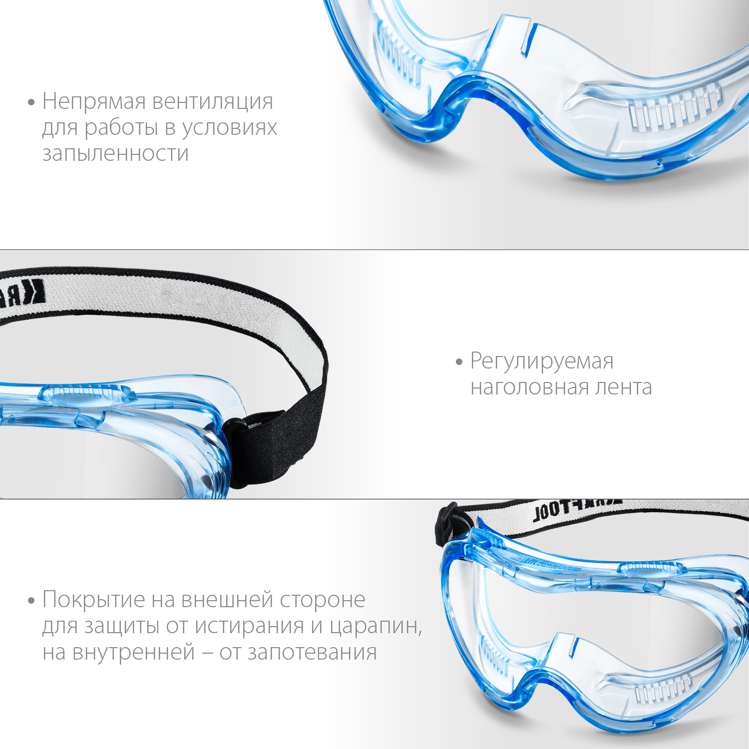 KRAFTOOL прозрачные, непрямая вентиляция, защитные очки 11008_z01 купить по цене 720 ₽ в интернет магазине ТЕХСАД