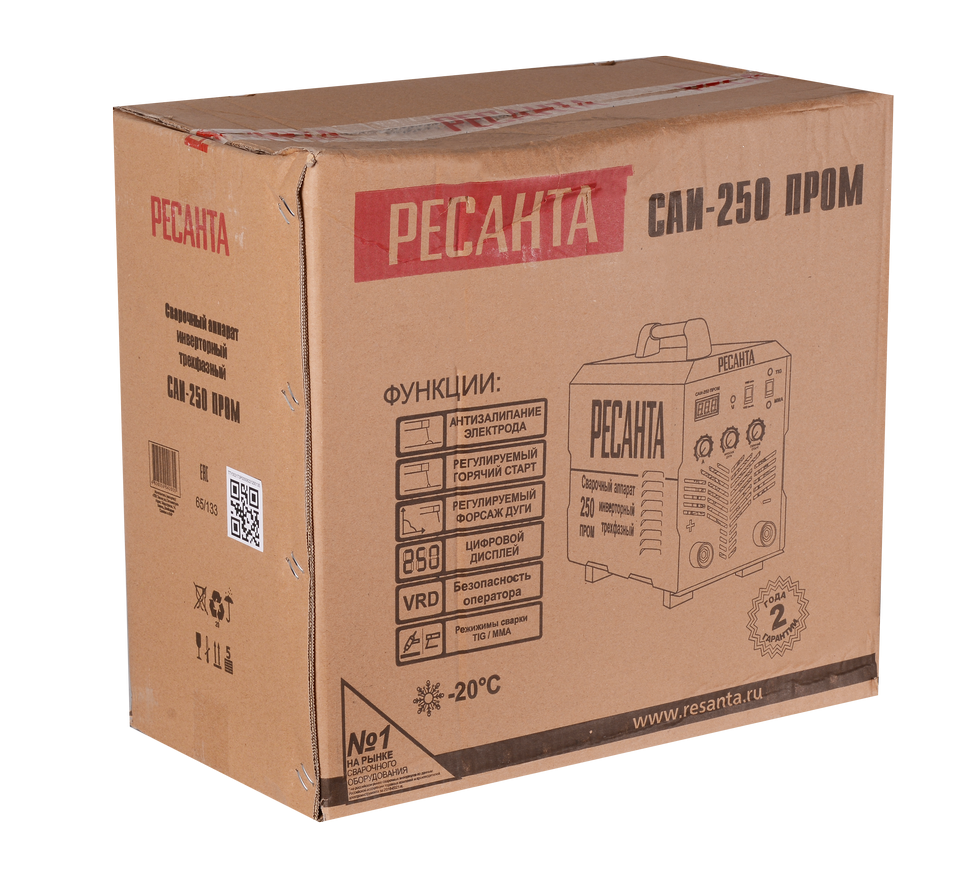 Сварочный аппарат инверторный Ресанта САИ-250 ПРОМ купить по цене 37&nbsp;290 ₽ в интернет магазине ТЕХСАД