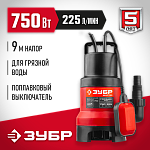 ЗУБР 750 Вт, 225 л/мин, насос погружной дренажный для грязной воды НПГ-М1-750 купить по цене 5&nbsp;330 ₽ в интернет магазине ТЕХСАД