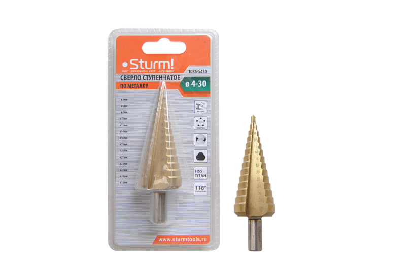Сверло ступенчатое Sturm! 1055-S430 купить по цене 1&nbsp;690 ₽ в интернет магазине ТЕХСАД